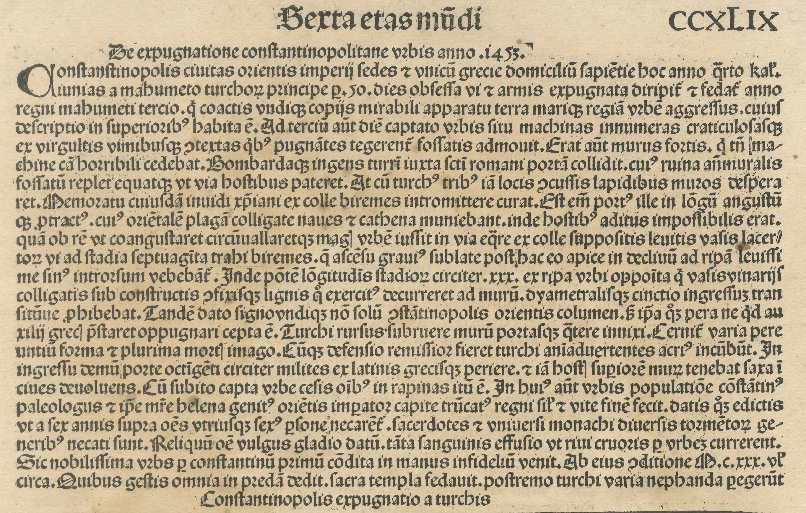 Title: Constantinopolis Expugnatio a Turchis - Hartmann Schedel, 1493

This woodcut view of Constantinople is from Hartmann Schedel's 'Nuremberg Chronicle' (Liber Chronicarum), published in 1493 by Anton Koberger. The Chronicle, a monumental work of