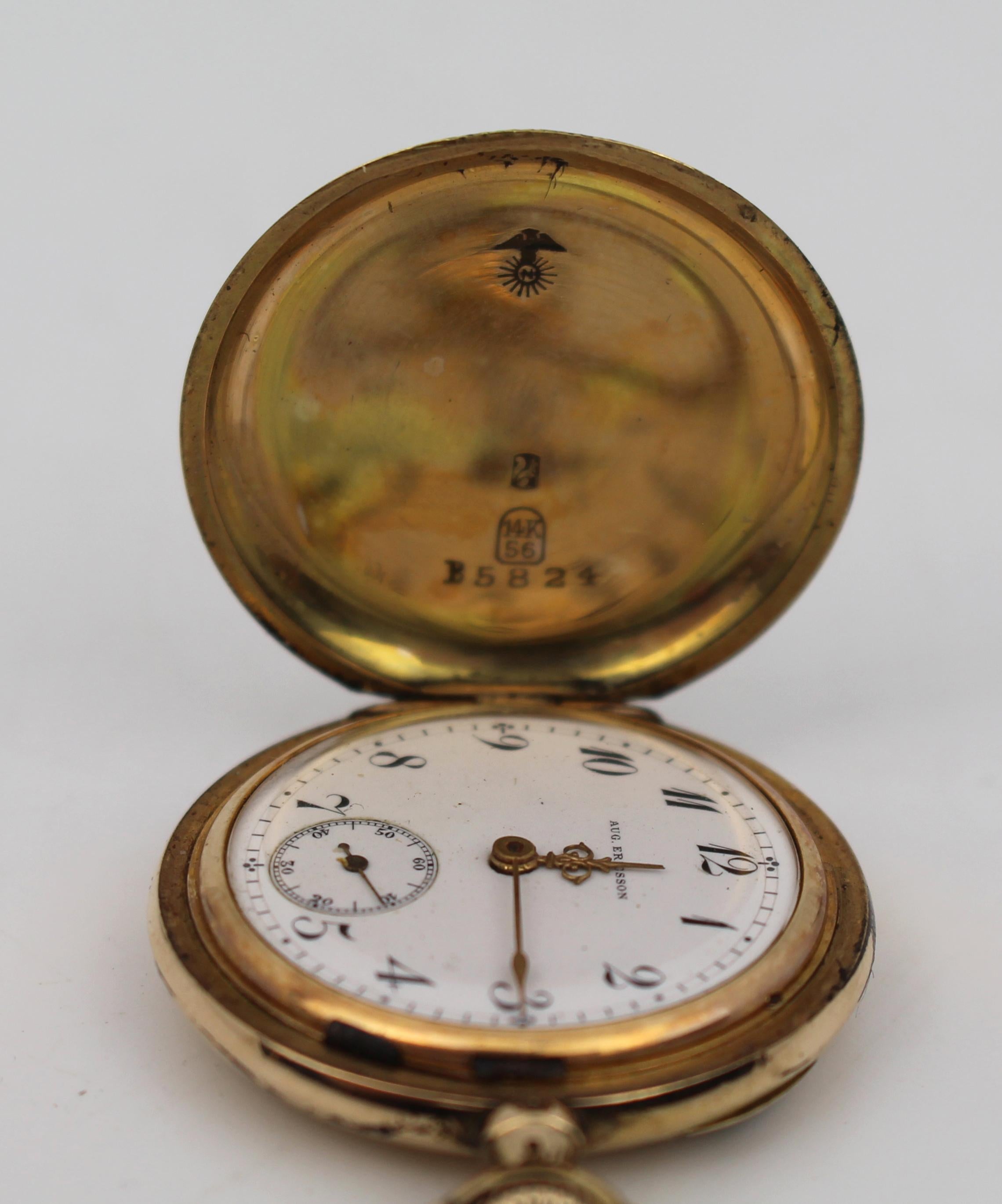 Russe Rare montre de poche en or 14ct par August Ericsson, St Petersburg, circa 1890 en vente