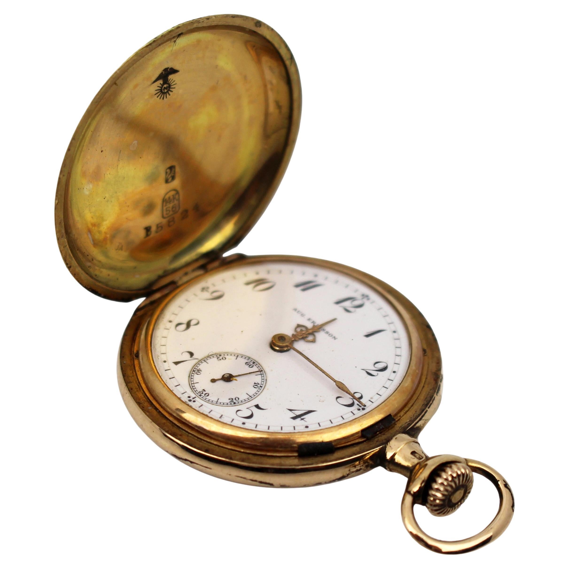 Rare montre de poche en or 14ct par August Ericsson, St Petersburg, circa 1890 en vente