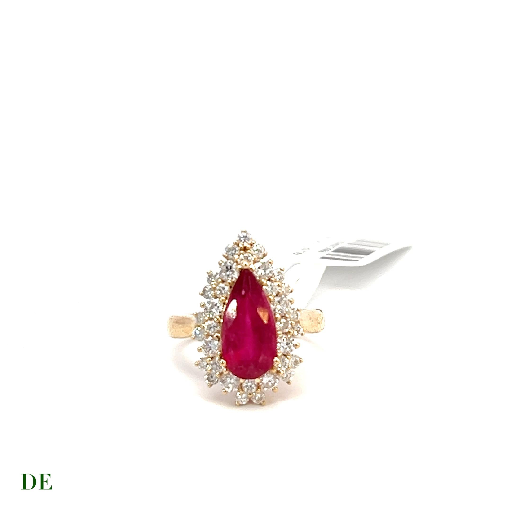 Rare 14k 2.69ct Pear Vivid Red Rubellite with 1.22ct Statement Diamond Ring

Introducing a true masterpiece of elegance and sophistication: the Rare 14k 2.69ct Pear Vivid Red Rubellite with 1.22ct Statement Diamond Ring. This exquisite piece