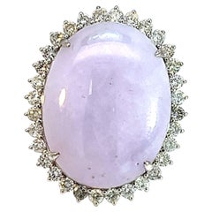 Seltener 14k 29.95 Karat Lavendel Jade 1.668 Crt Diamant Statement-Cocktailring