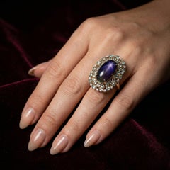 Seltener 14K Gold GIA 8,89 Karat Gewicht Schwarzer Opal, Alexandrit & Diamant Halo Ring