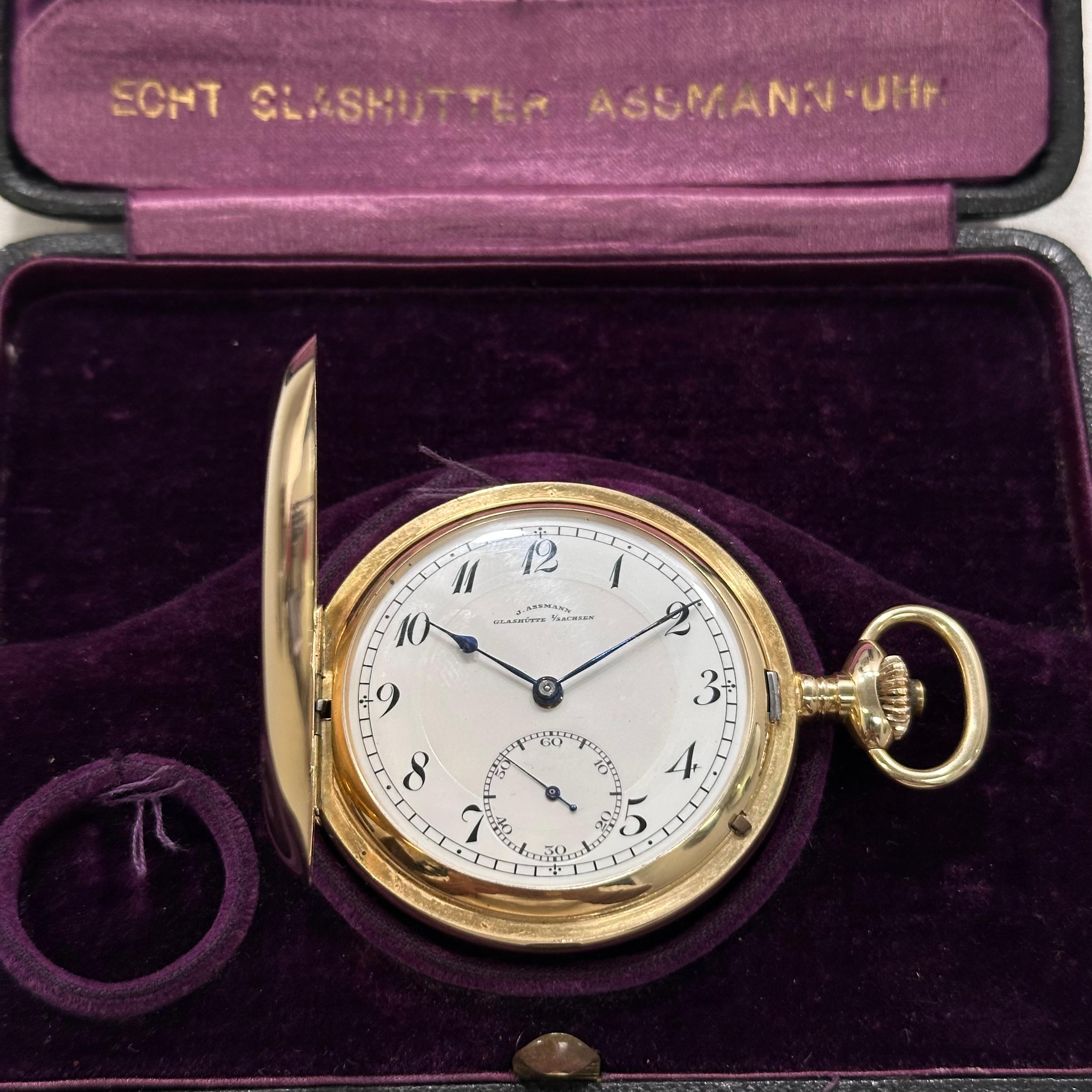 Rare 14k Pocket Watch J.Assmann Glassutte from 1890 For Sale 4