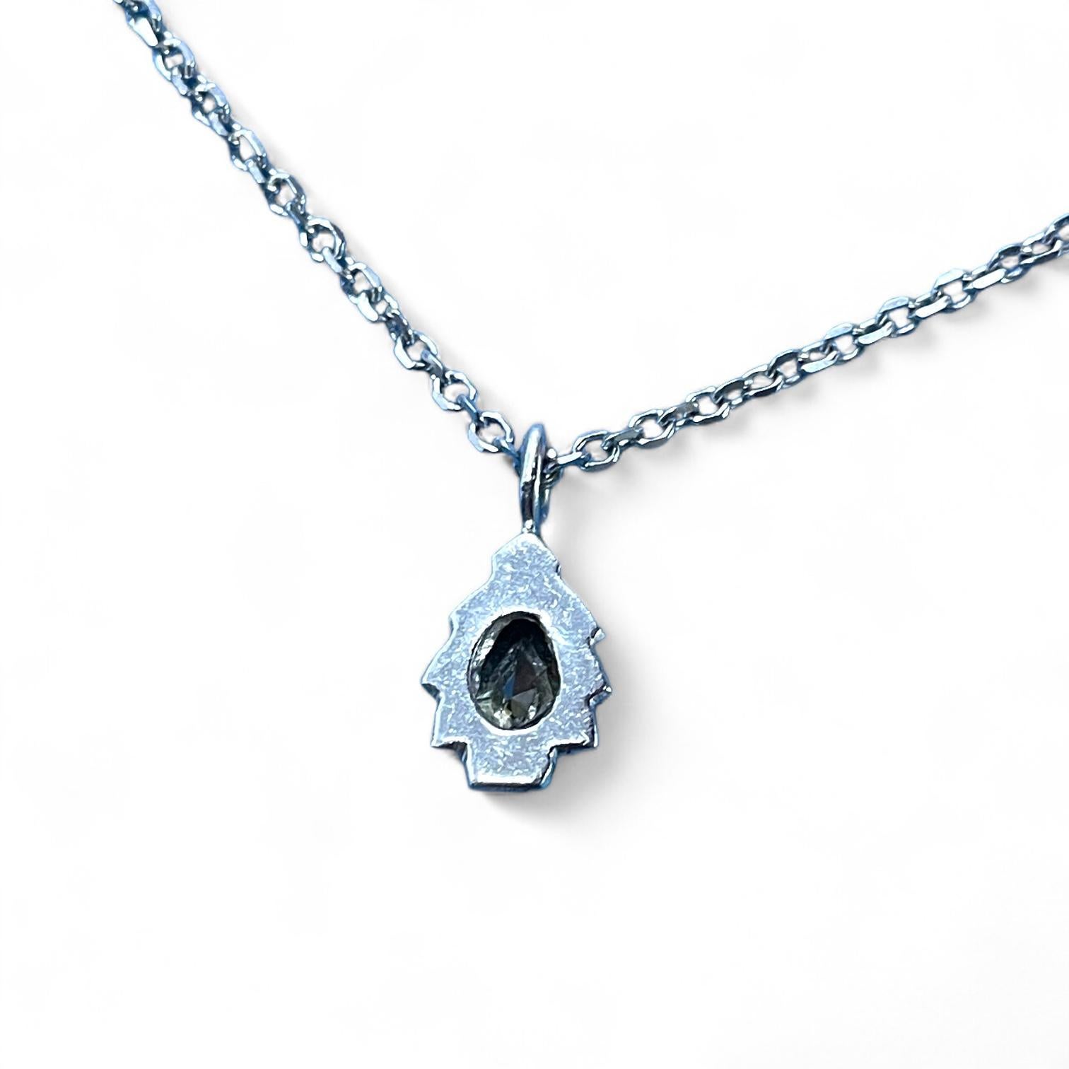 Pear Cut Rare 14K White Gold Diamond Christmas Tree Pendant For Sale