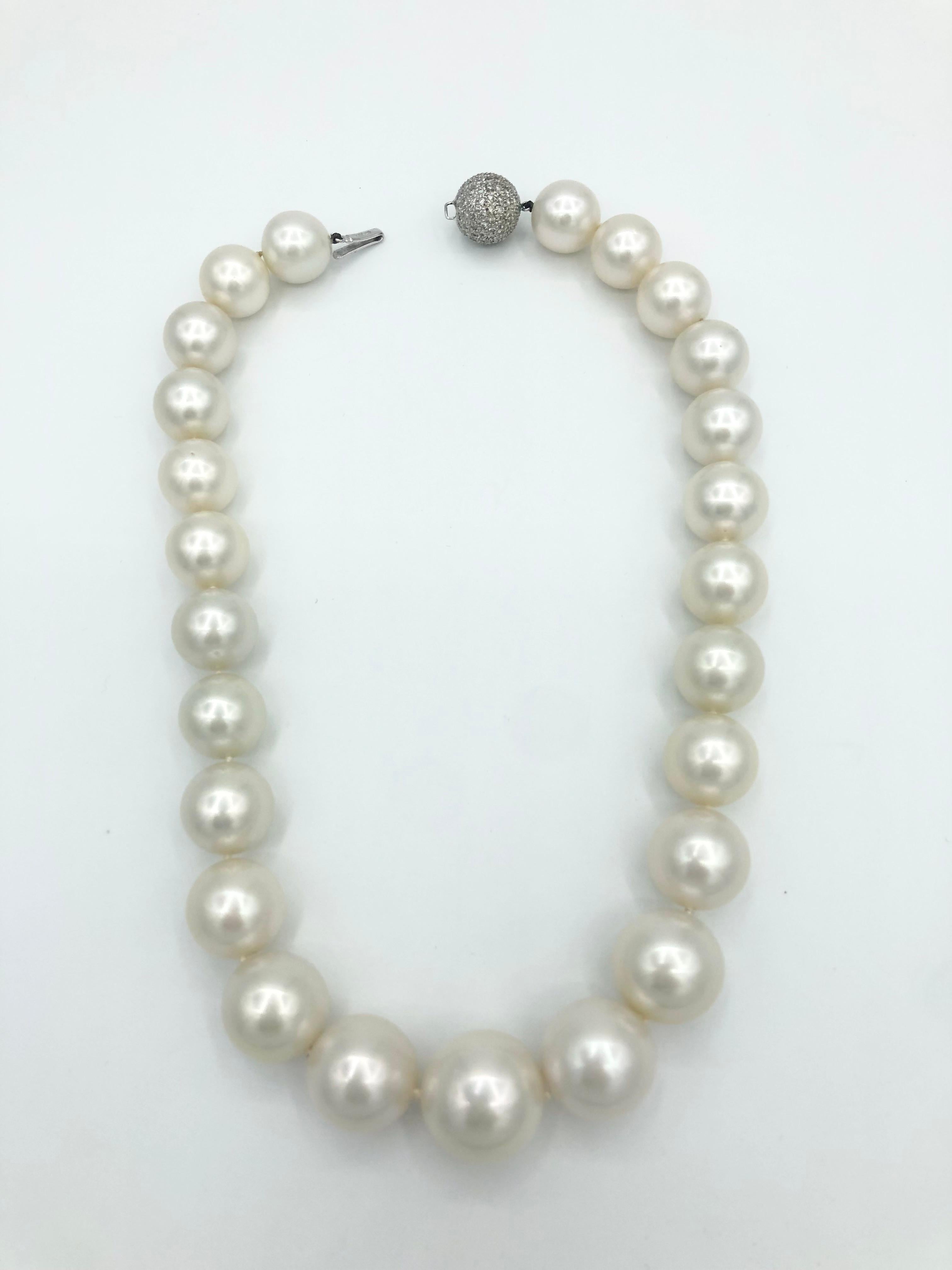 Round Cut Rare 15-20mm South Sea Pearl Necklace For Sale
