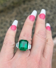 Bague rare en émeraude verte colombienne Muzo de 15,01 carats certifiée GRS et diamants
