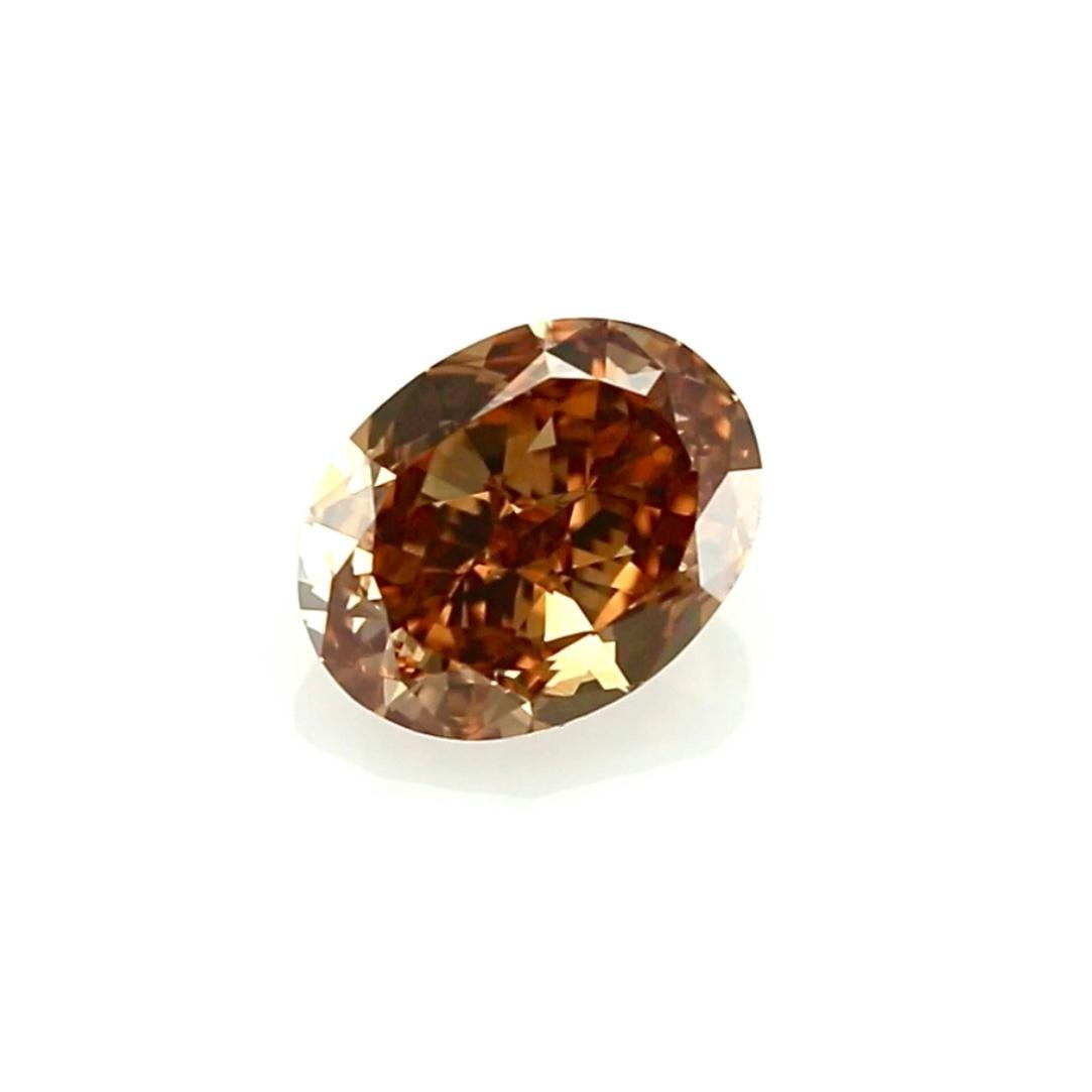 Oval Cut Rare 1.51 Carat Fancy Deep Brown-Orange Diamond – GIA Certified For Sale