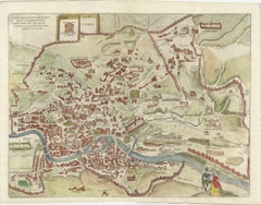 Raro mapa de 1572 de la antigua Roma con monumentos de Ligorio, Braun y Hogenberg