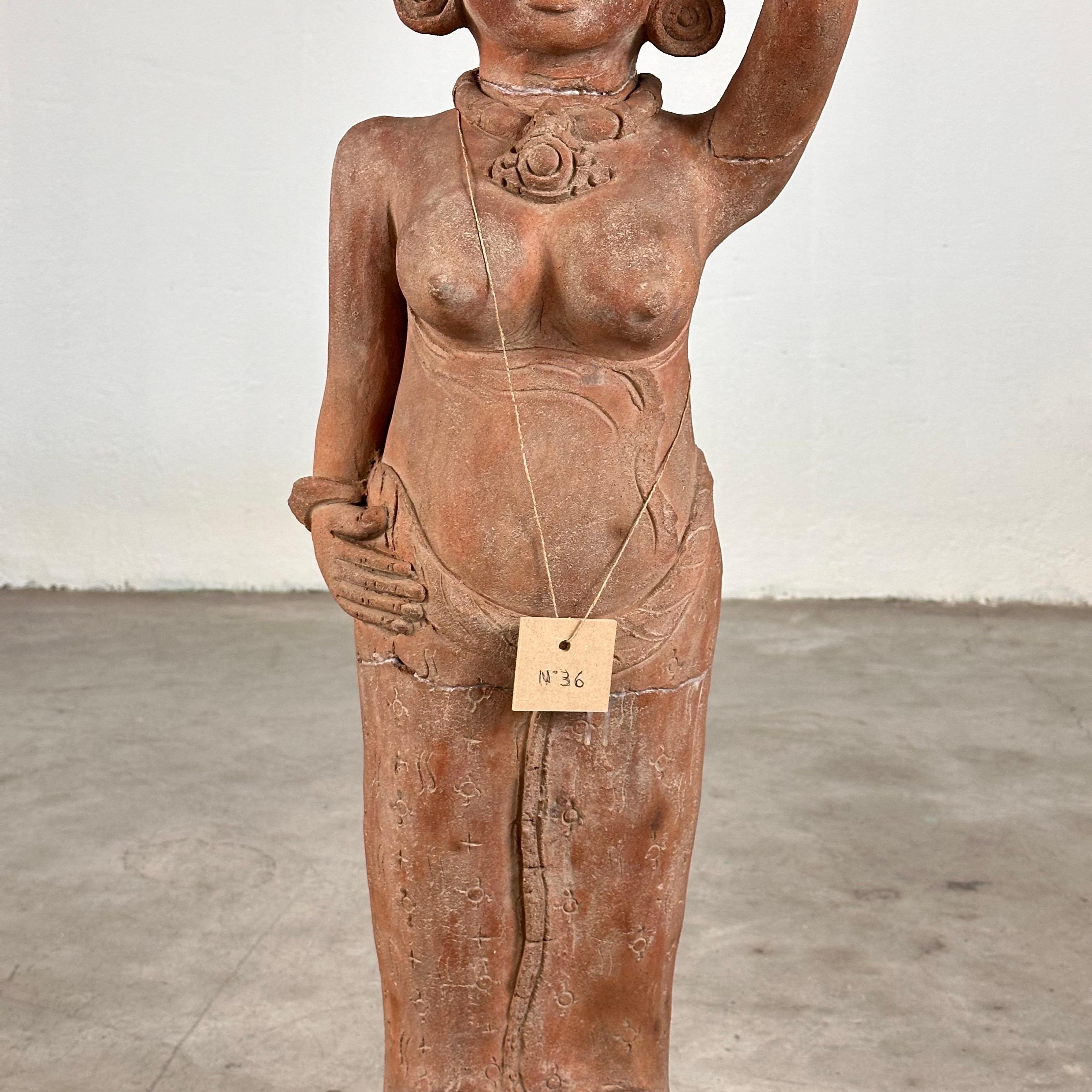 18th Century and Earlier Rare 15th Century Majapahit Terracotta Handmaiden Figure For Sale