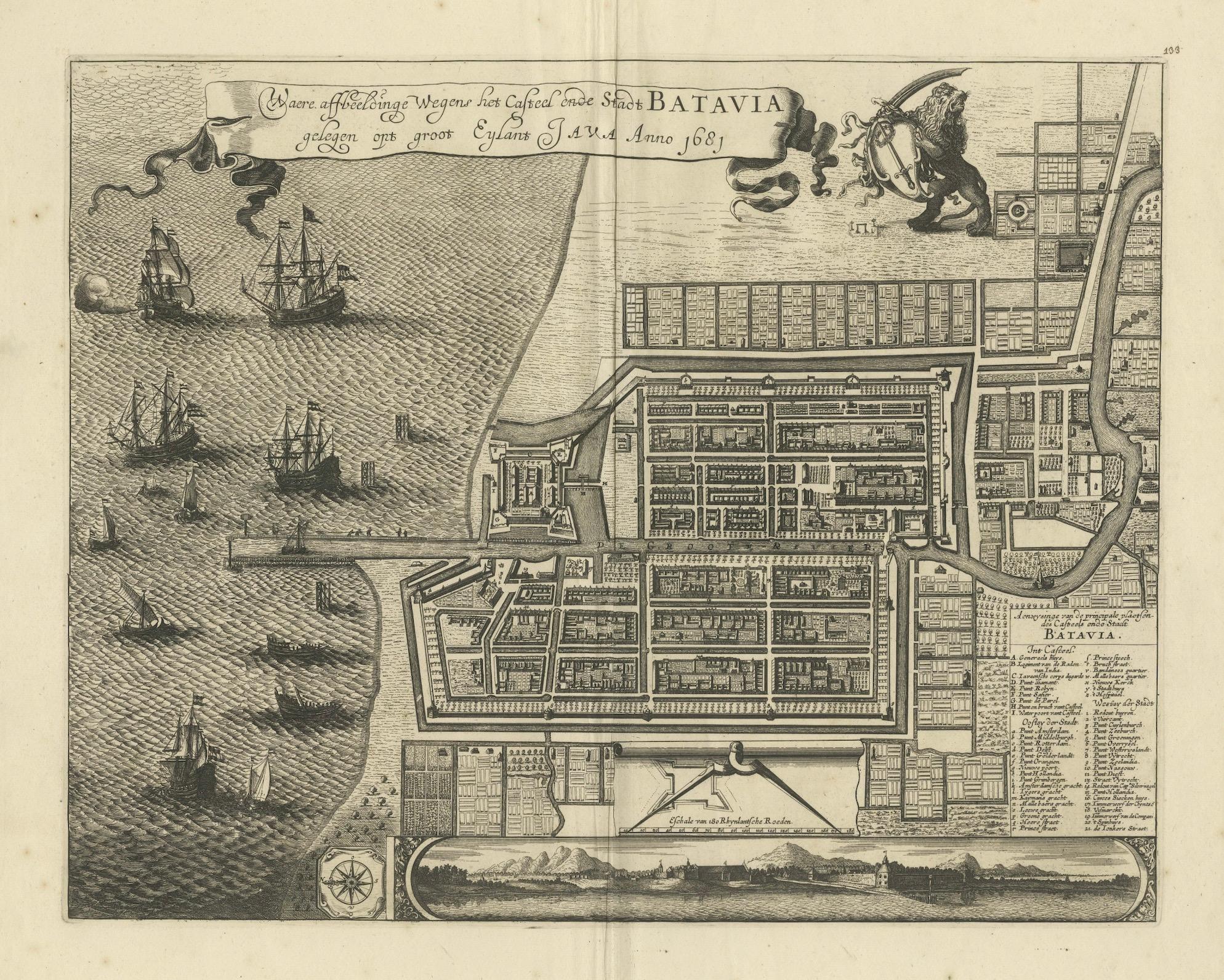 Seltene Karte von Batavia aus dem Jahr 1681: Detaillierte holländische Kartographie der Kolonialzeit, 1681 (Graviert) im Angebot