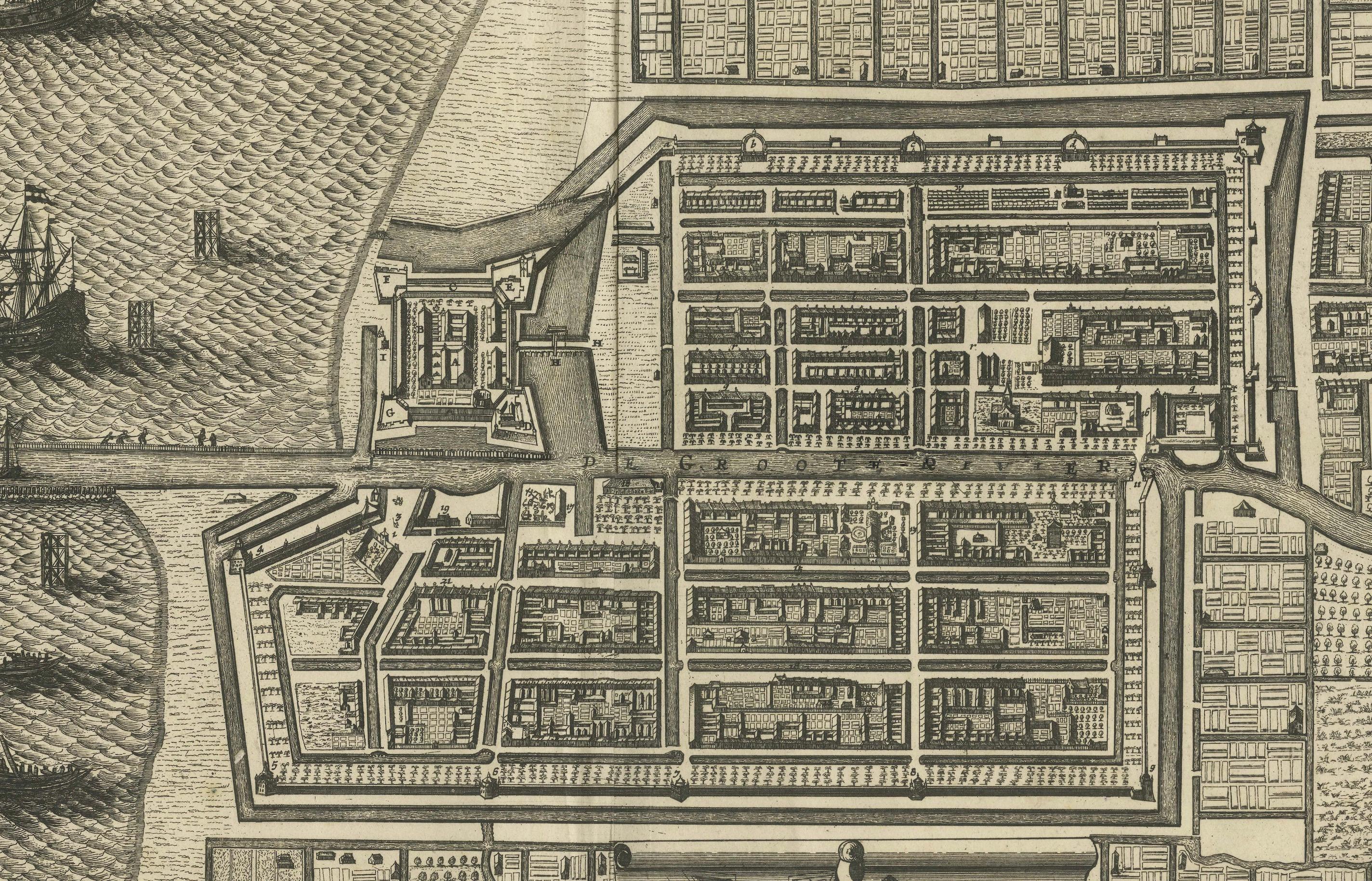 Seltene Karte von Batavia aus dem Jahr 1681: Detaillierte holländische Kartographie der Kolonialzeit, 1681 im Angebot 2