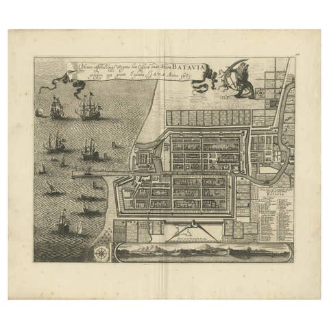 Rare 1681 Map of Batavia: Detailed Dutch Colonial Era Cartography, 1681