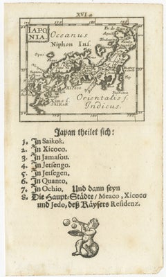 Rare 1683 Mallet Miniature Map of Japan “Iaponia” with German Text