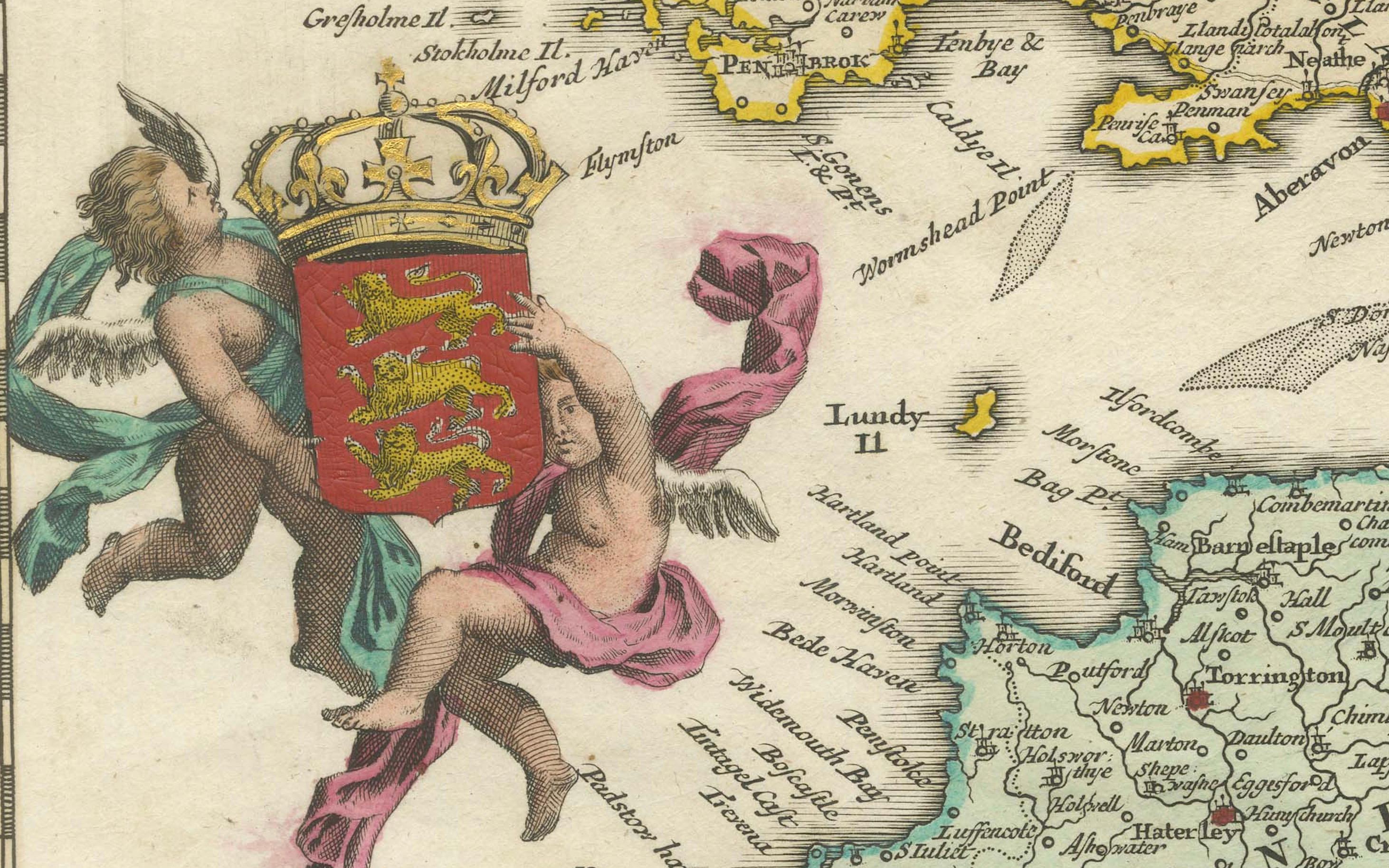 Rare 1690 Map of England by Nicolaes Visscher II – Heptarchy Depicted In Good Condition For Sale In Langweer, NL