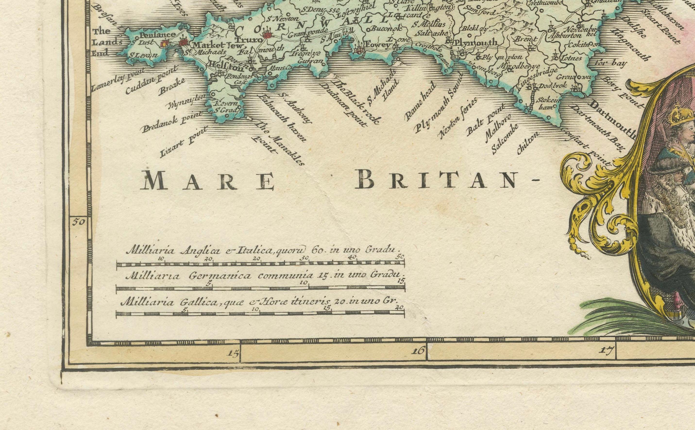 Paper Rare 1690 Map of England by Nicolaes Visscher II – Heptarchy Depicted For Sale