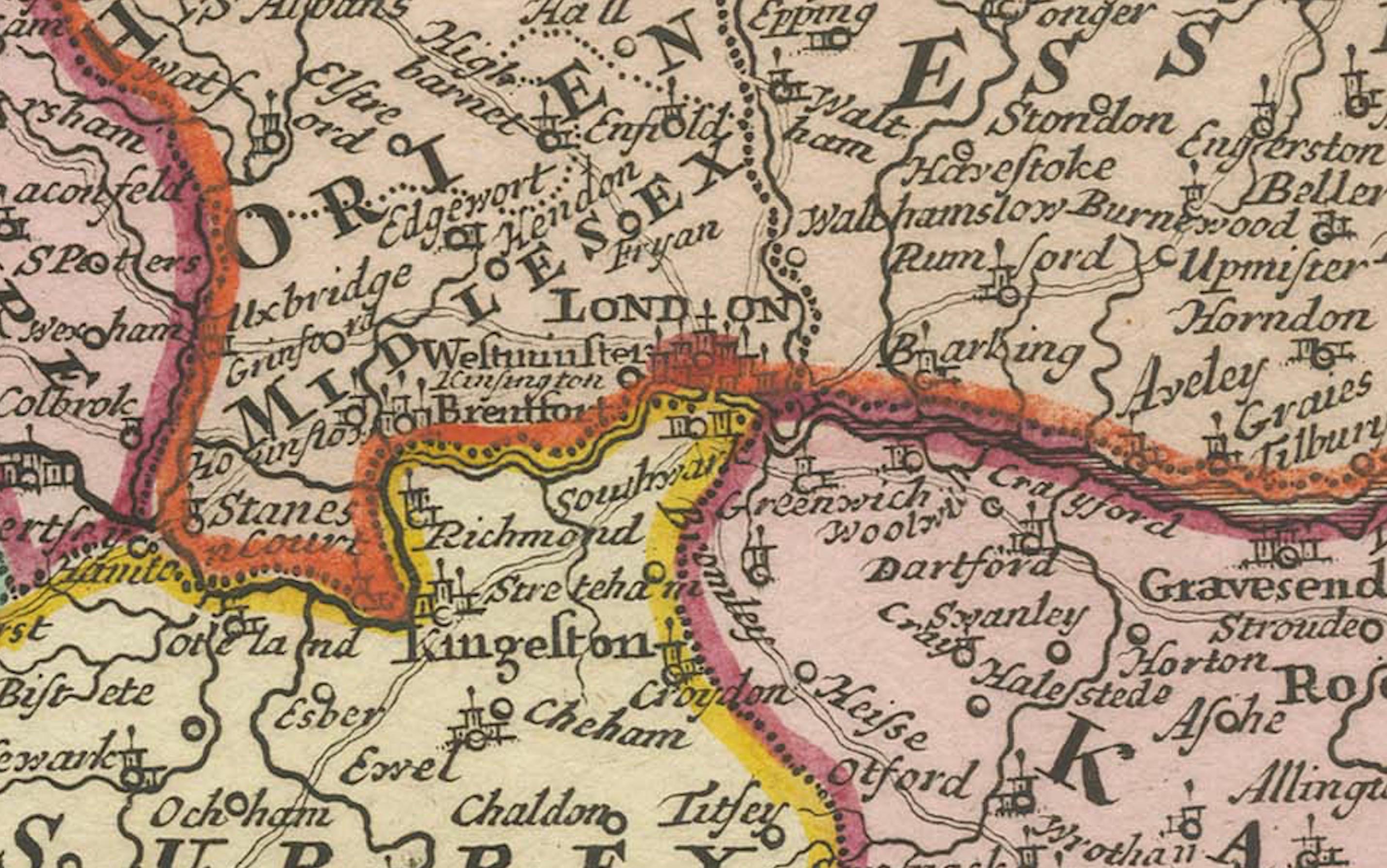 Rare 1690 Map of England by Nicolaes Visscher II – Heptarchy Depicted For Sale 1