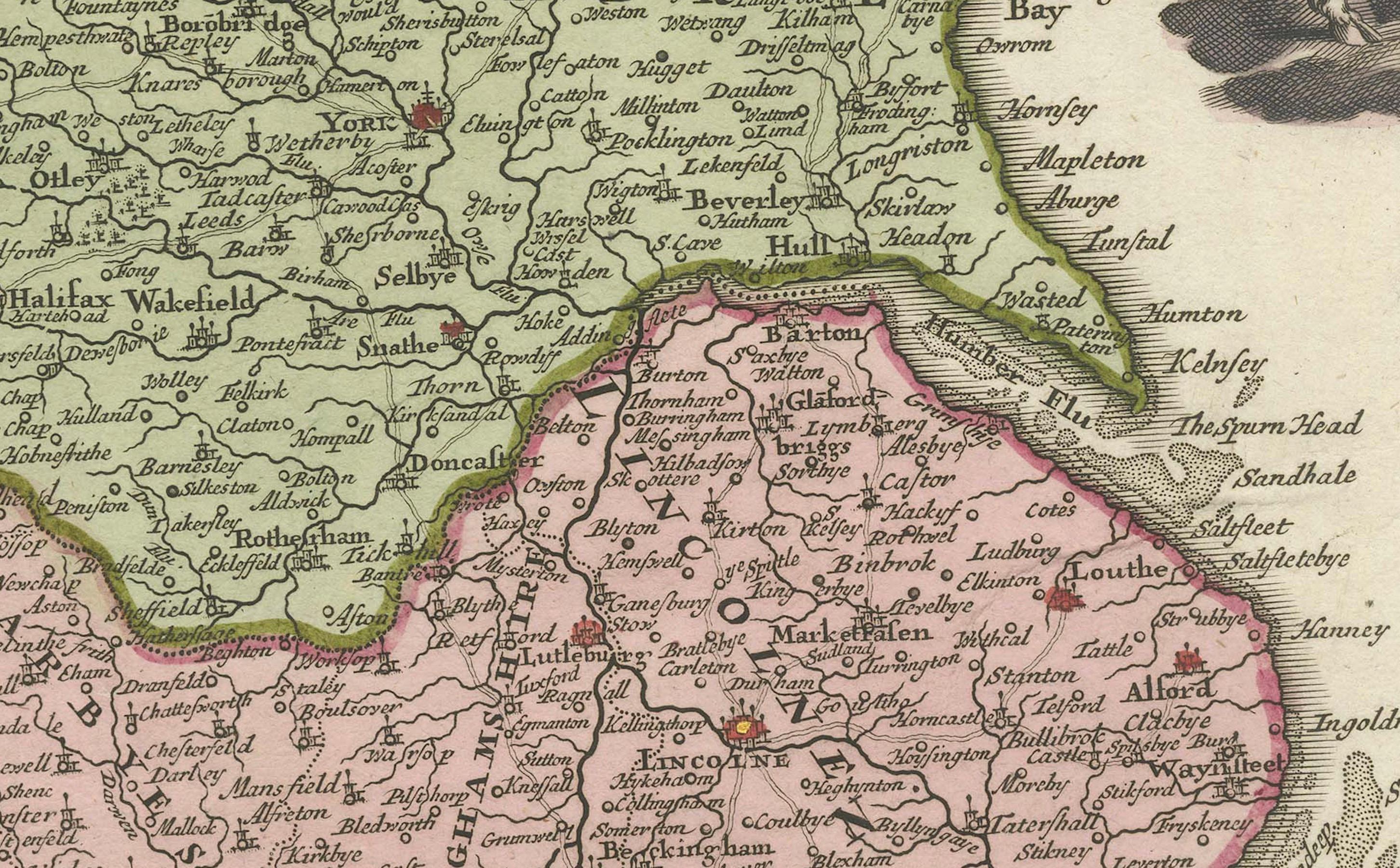 Rare 1690 Map of England by Nicolaes Visscher II – Heptarchy Depicted For Sale 2