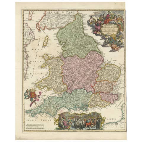 Rare 1690 Map of England by Nicolaes Visscher II – Heptarchy Depicted