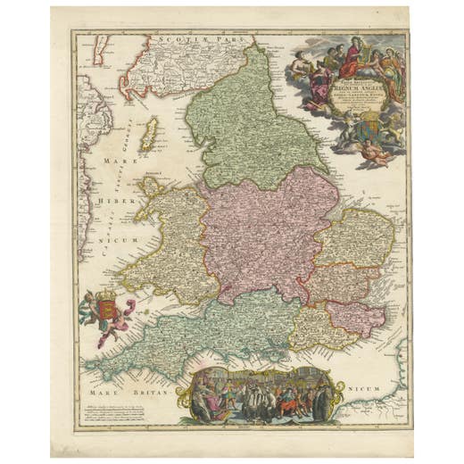 Rare 1690 Map of England by Nicolaes Visscher II – Heptarchy Depicted