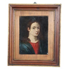 Rare 16th Century Antique Oil Painting on Copper Portrait of a Young Man