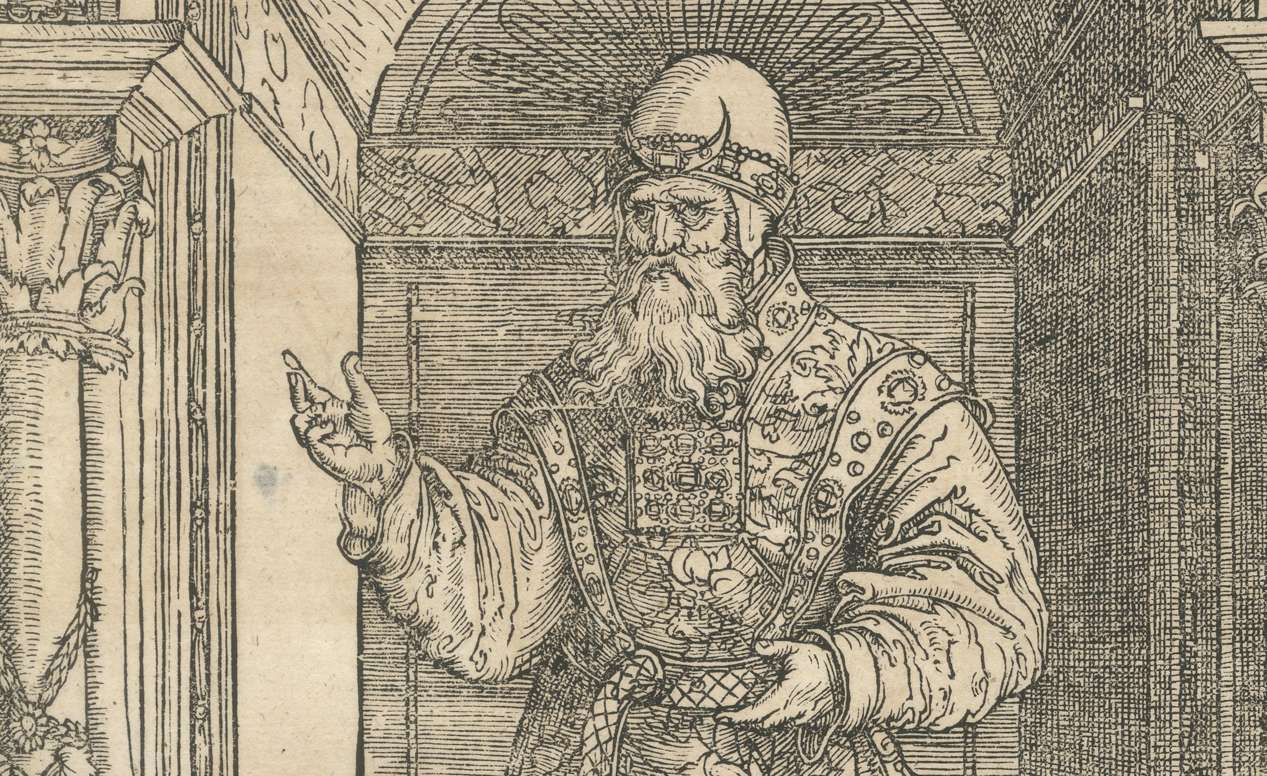 Rare 16th Century Biblical Woodcut of Aaron the High Priest, c.1560–1580