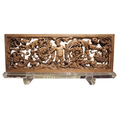 Rare 16th Century Carved and Pierced Oak Renaissance Panel with Acrylic Mount