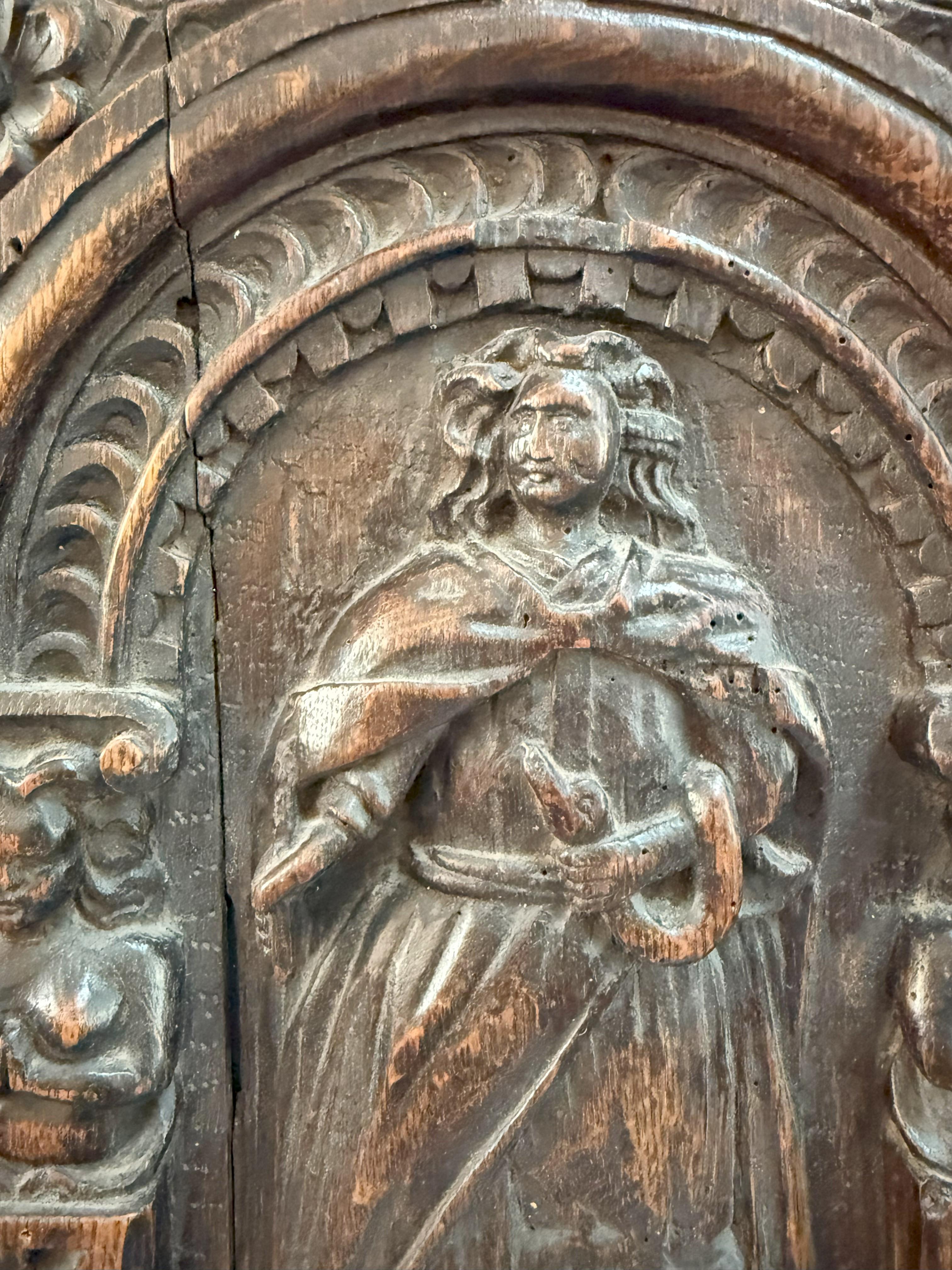 18th Century and Earlier Rare 16th Century French Carving Depicting Prudentia For Sale