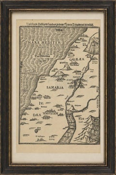 Rare 16th Century Holy Land Woodcut Map by Heinrich Bünting, circa 1581