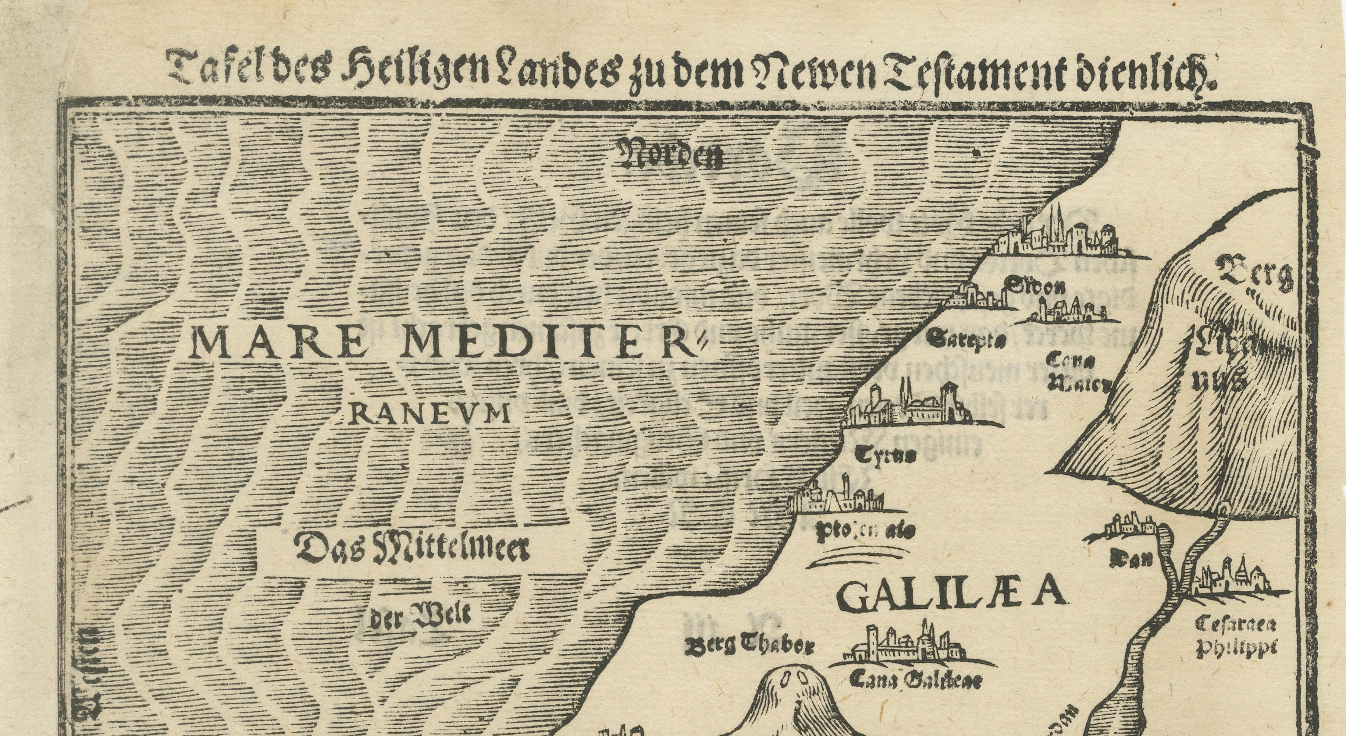 Rare 16th Century Holy Land Woodcut Map by Heinrich Bünting, circa 1581