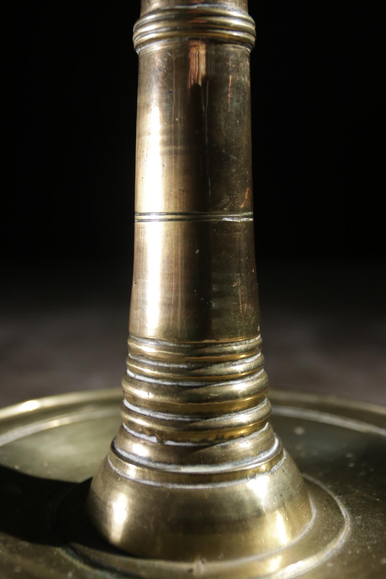 European Rare 16th Century Large Brass Pricket-Candlestick