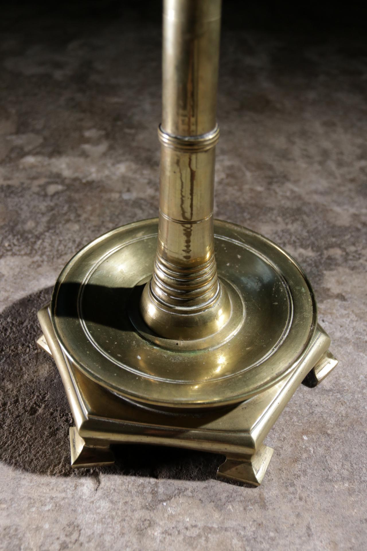 Rare 16th Century Large Brass Pricket-Candlestick In Good Condition In Boven Leeuwen, NL