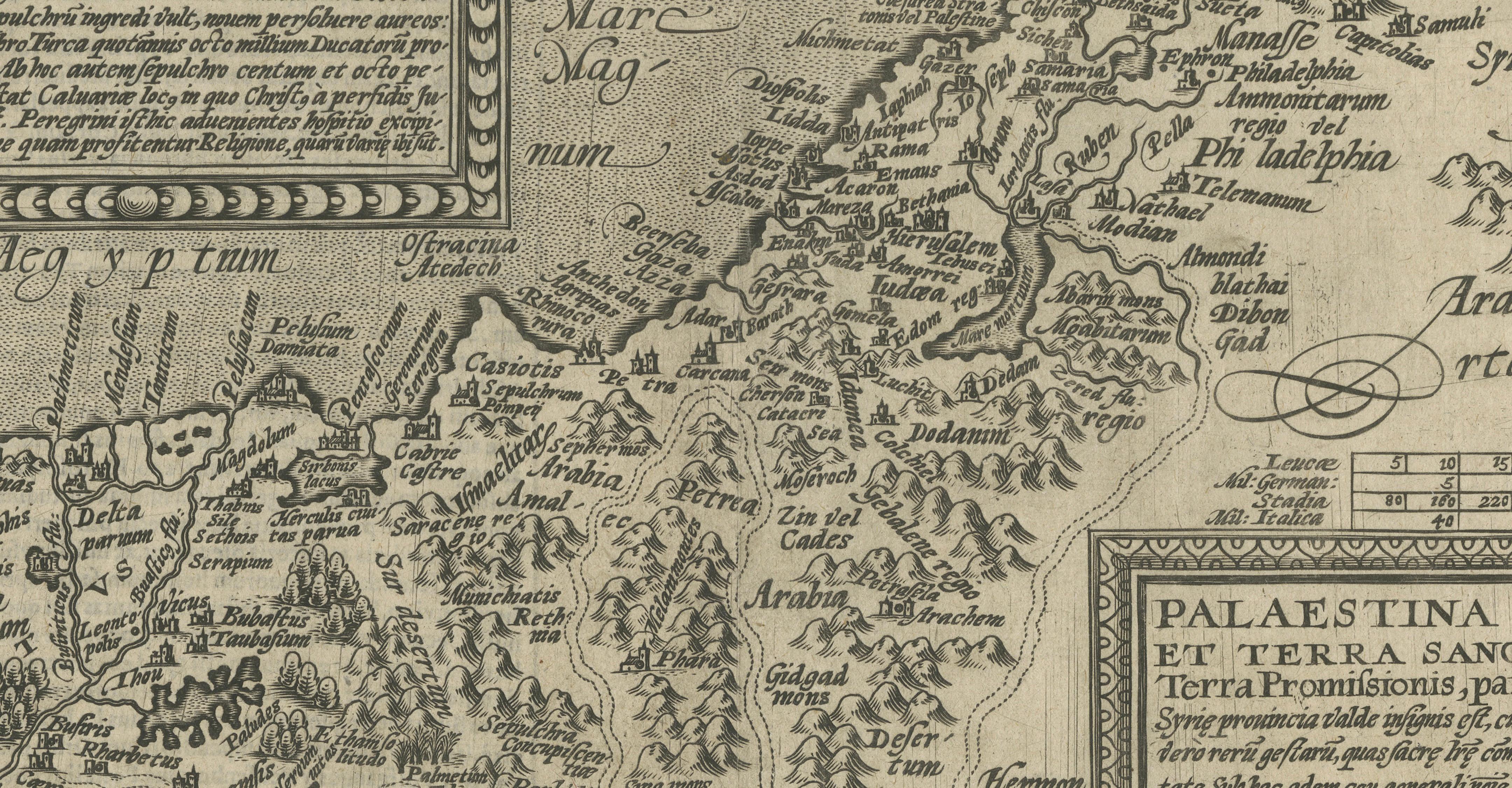 Rare 16th Century Map of the Holy Land and Palestine by Matthias Quad, ca.1599