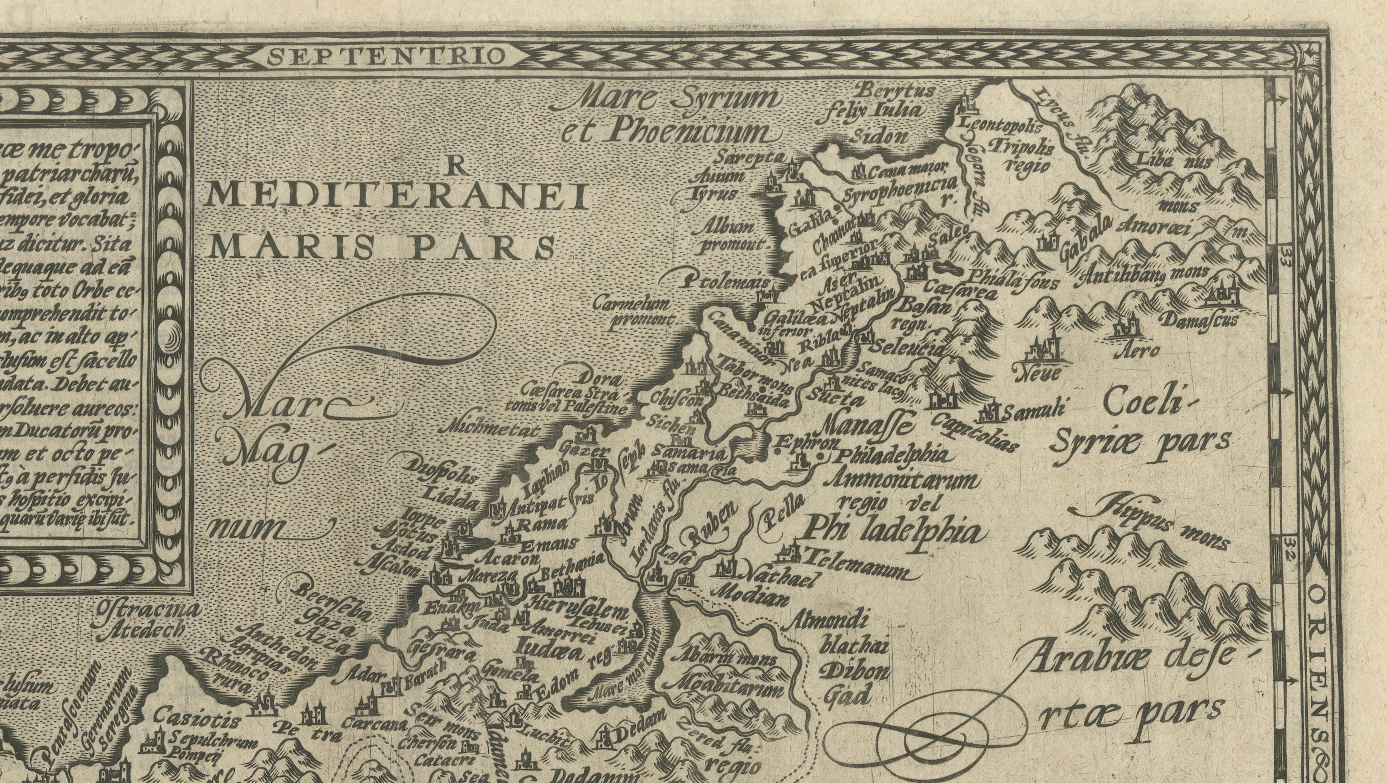 Rare 16th Century Map of the Holy Land and Palestine by Matthias Quad, ca.1599