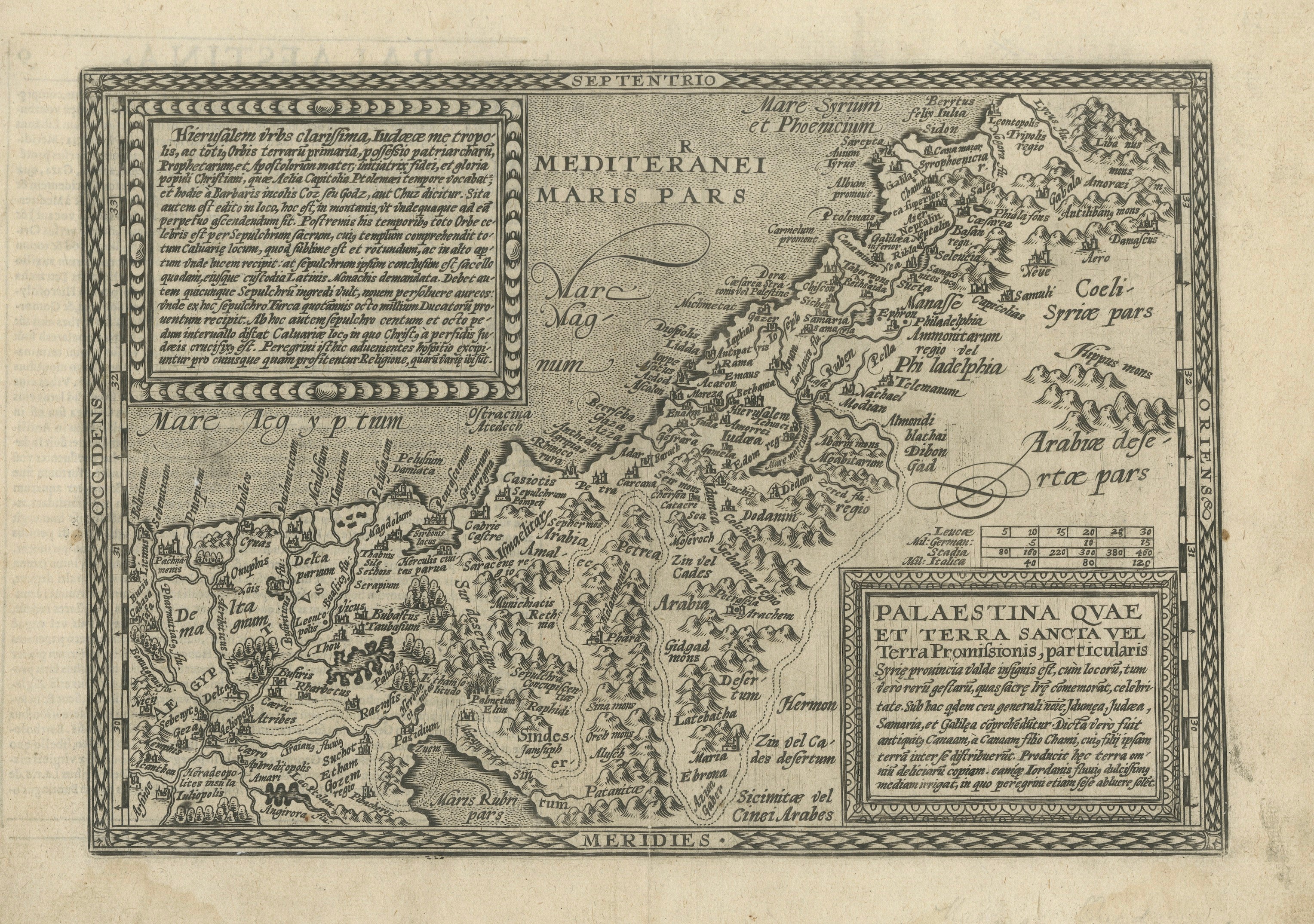 Rare 16th Century Map of the Holy Land and Palestine by Matthias Quad, ca.1599