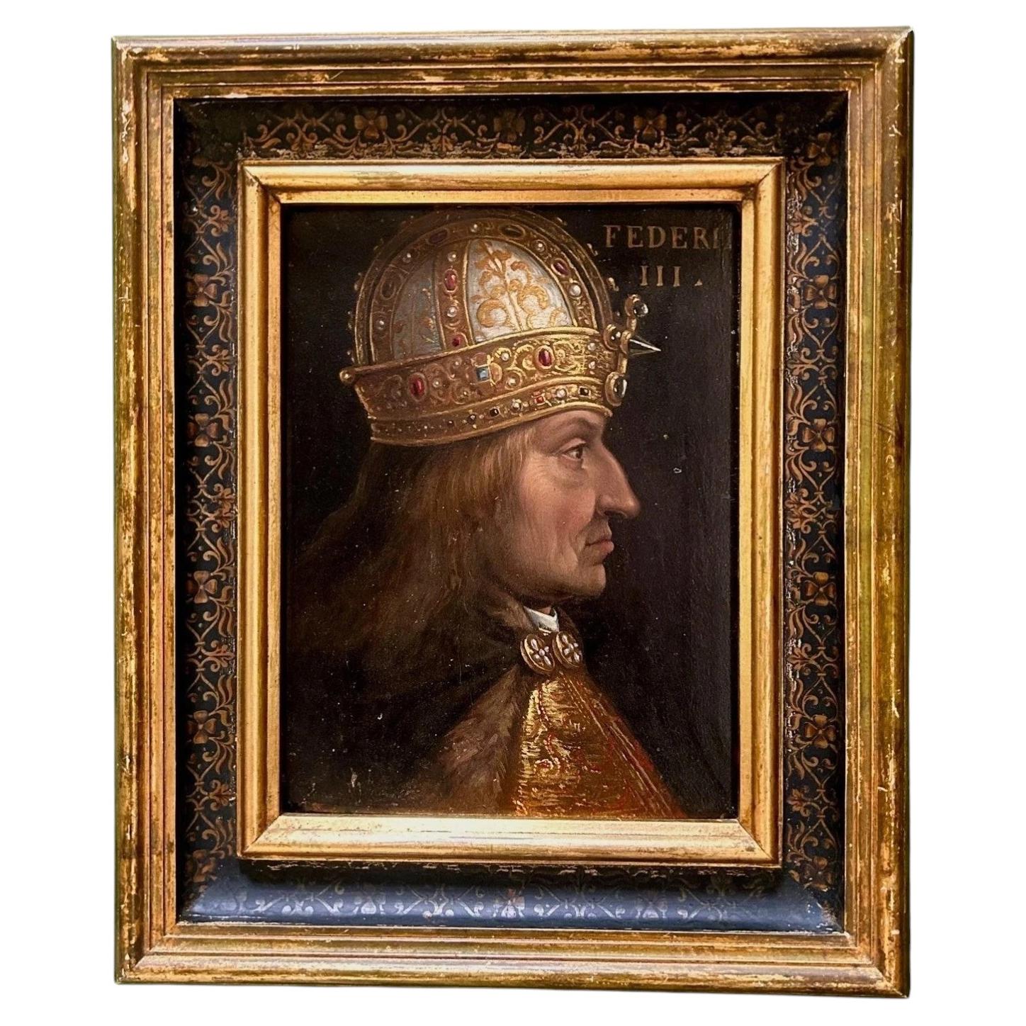 Rare 16th-Century Oil Portrait of Emperor Frederick III of the Holy Roman Empire