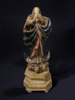 Rare 16th-Century Spanish Polychrome Alabaster Sculpture of the Virgin Mary
