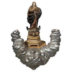 Rara scultura in alabastro policromo spagnolo del XVI secolo raffigurante la Vergine Maria