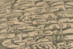 Rare 16th Century Woodcut Map of Brabant and the Rhine Valley, circa 1549