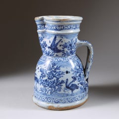 An unusual late 17th early 18th century Delft jug