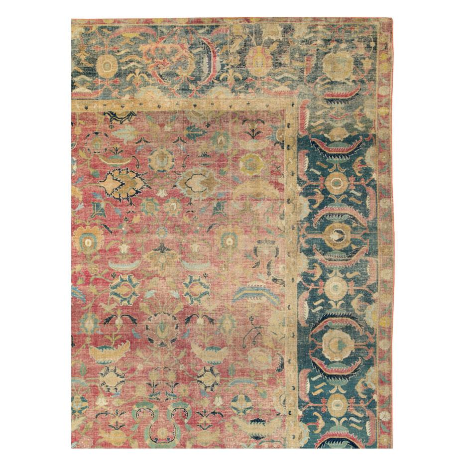 Hand-Knotted Rare 17 Century Mughal Period Persian Isfahan Large Room Size Carpet
