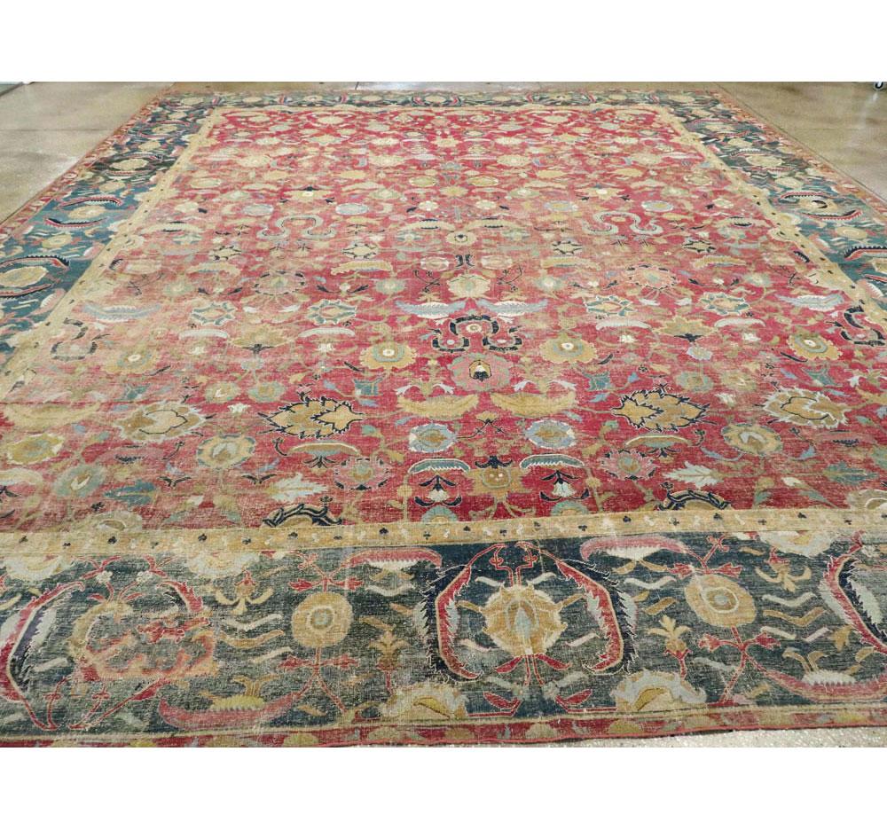 Rare 17 Century Mughal Period Persian Isfahan Large Room Size Carpet In Good Condition In New York, NY