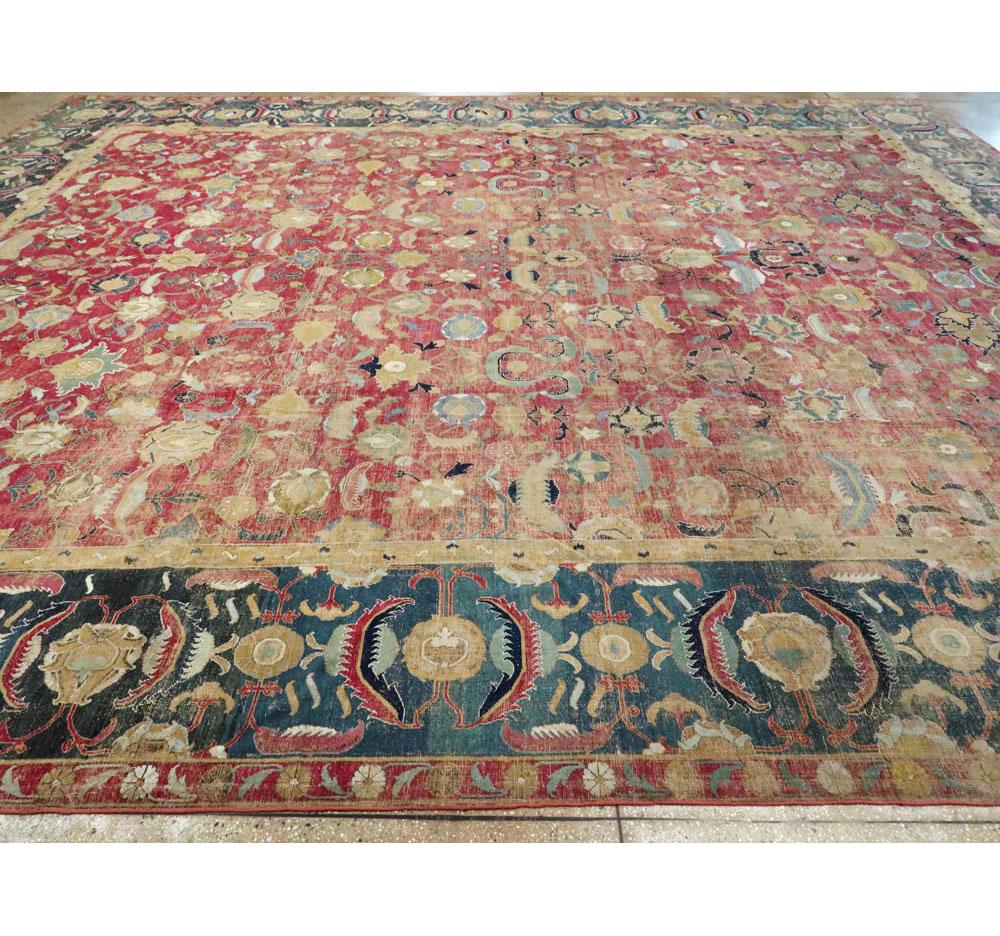 Rare 17 Century Mughal Period Persian Isfahan Large Room Size Carpet 1