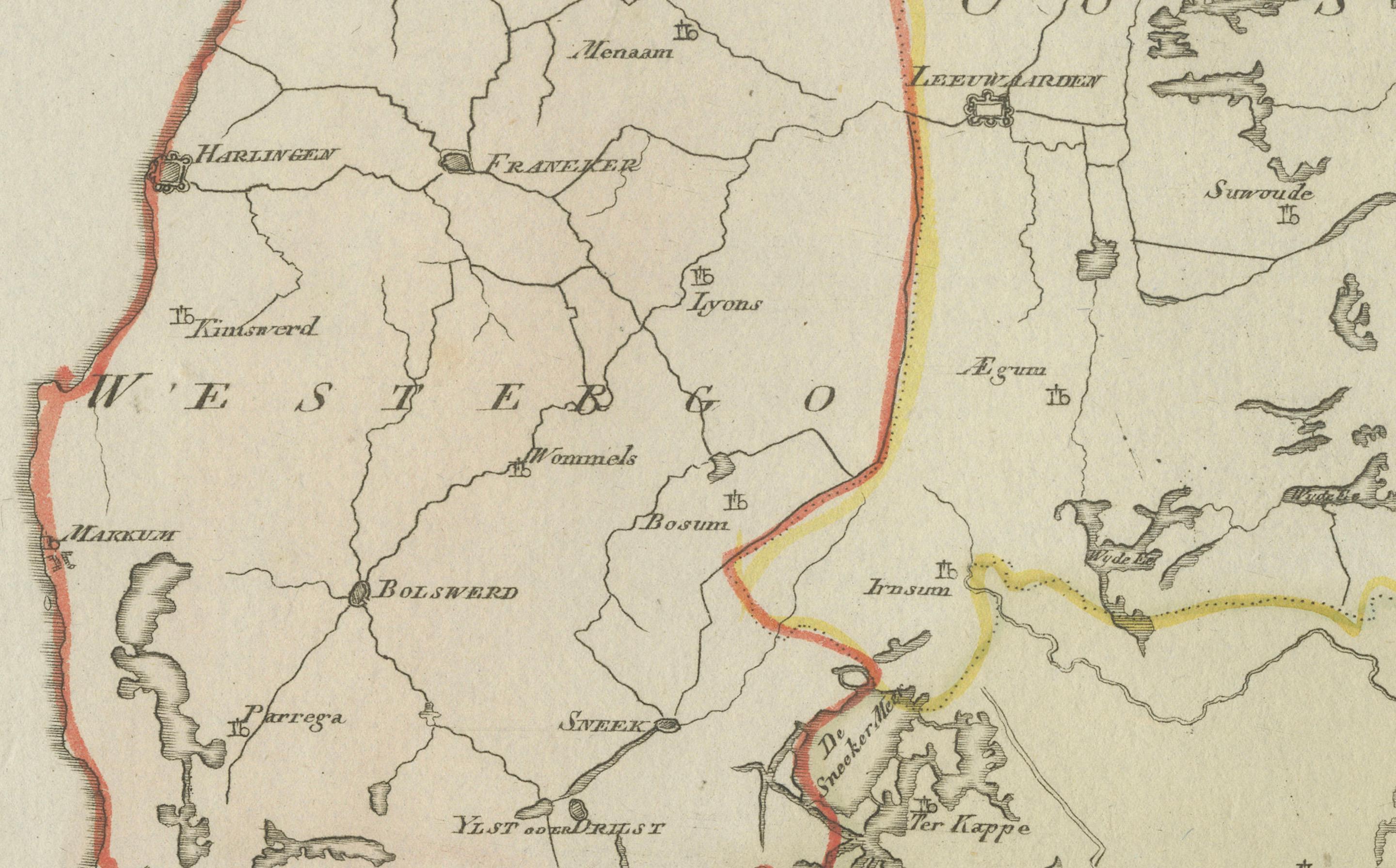 Carta generale antica della Frisia di von Reilly, 1791

Mappa originale incisa intitolata *Frisia*, pubblicata a Vienna nel 1791. Questa è la mappa generale della provincia della Frisia tratta dalla *Schauplatz der fünf Theile der Welt* (