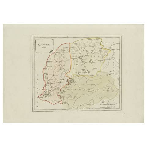 Rare 1791 von Reilly Map of Friesland Province, Netherlands, 18th Century
