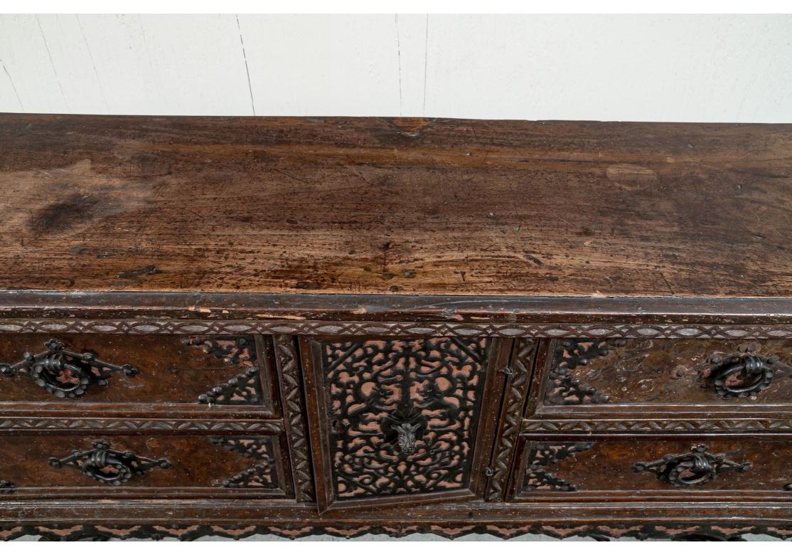 Rare 17th/18th Century Spanish Carved Buffet With Iron Mounts 2