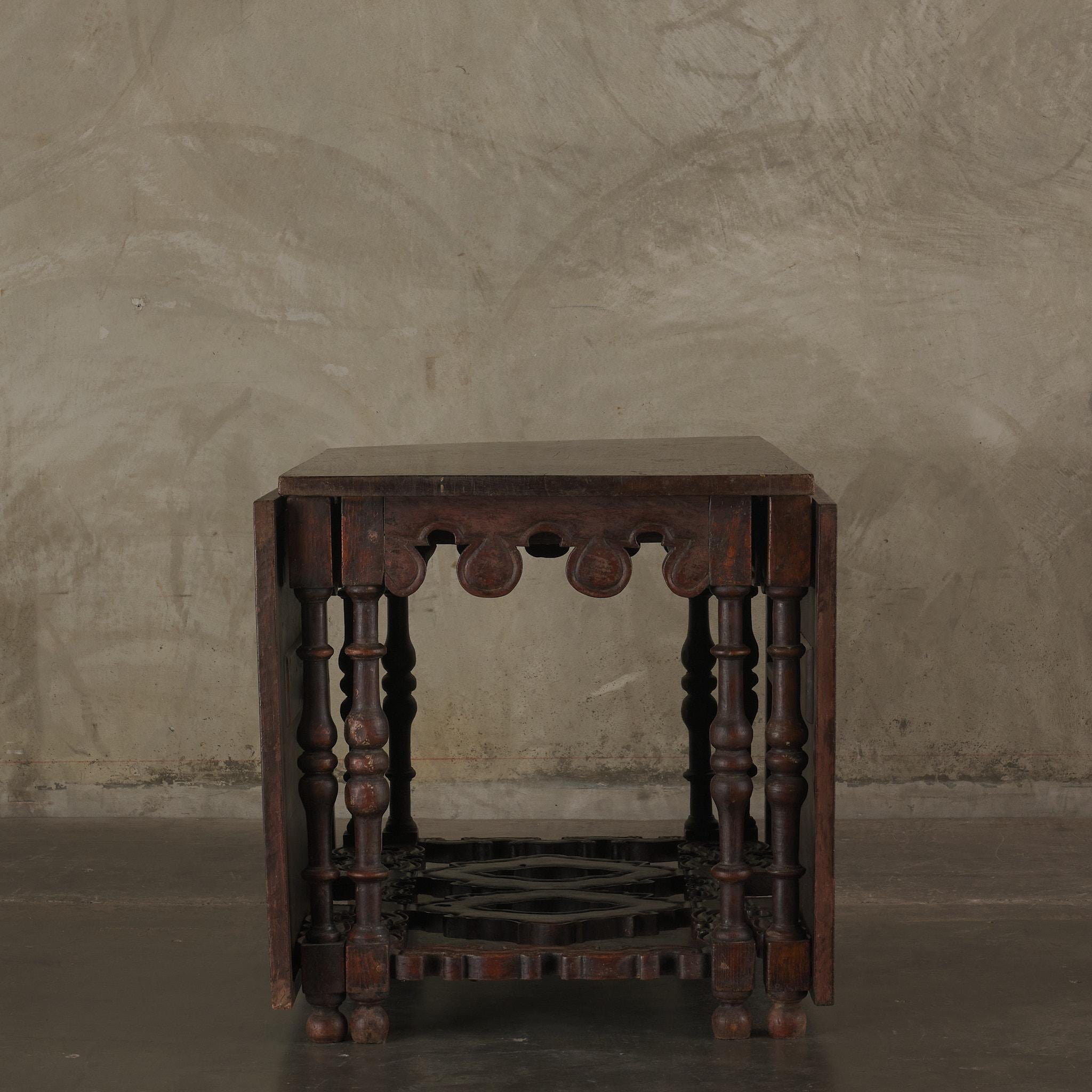 Carved Rare 17th C Table Folding Center Table With Drawer For Sale