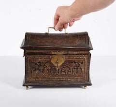 Rare 17th c. Tooled Leather Jewelry Box