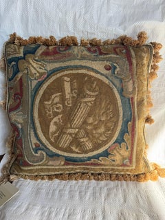 Rare 17th Century Brussels Silk and Wool Baroque Tapestry Fragment Decorative Pi