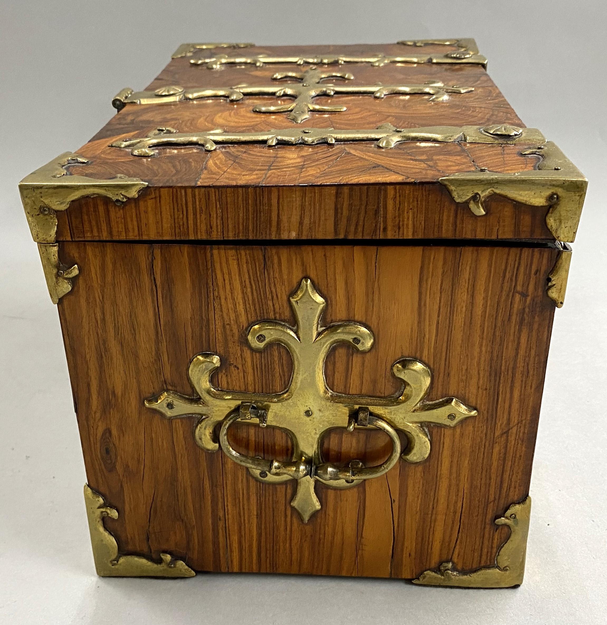 Hand-Carved Rare 17th Century English Coffre Fort or Strong Box, circa 1690 For Sale