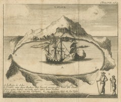 Rare 17th Century Engraving of Solor Island Fort and Bay, Indonesia, circa 1670